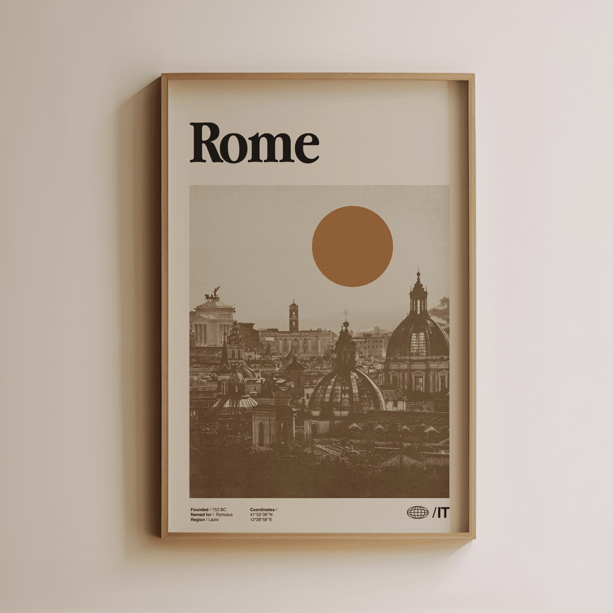 Sandgrain Studio Rome Italy Vintage Travel Poster – Midcentury Modern Wall Art