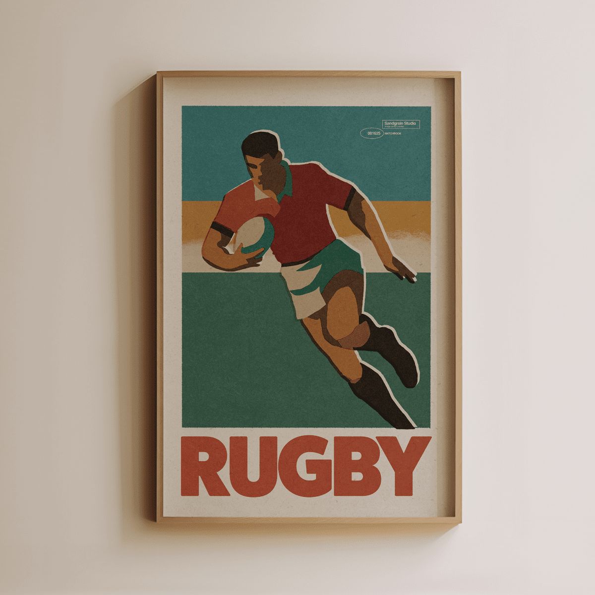 Sandgrain Studio Rugby Vintage Matchbox Poster – Midcentury Modern Wall Art