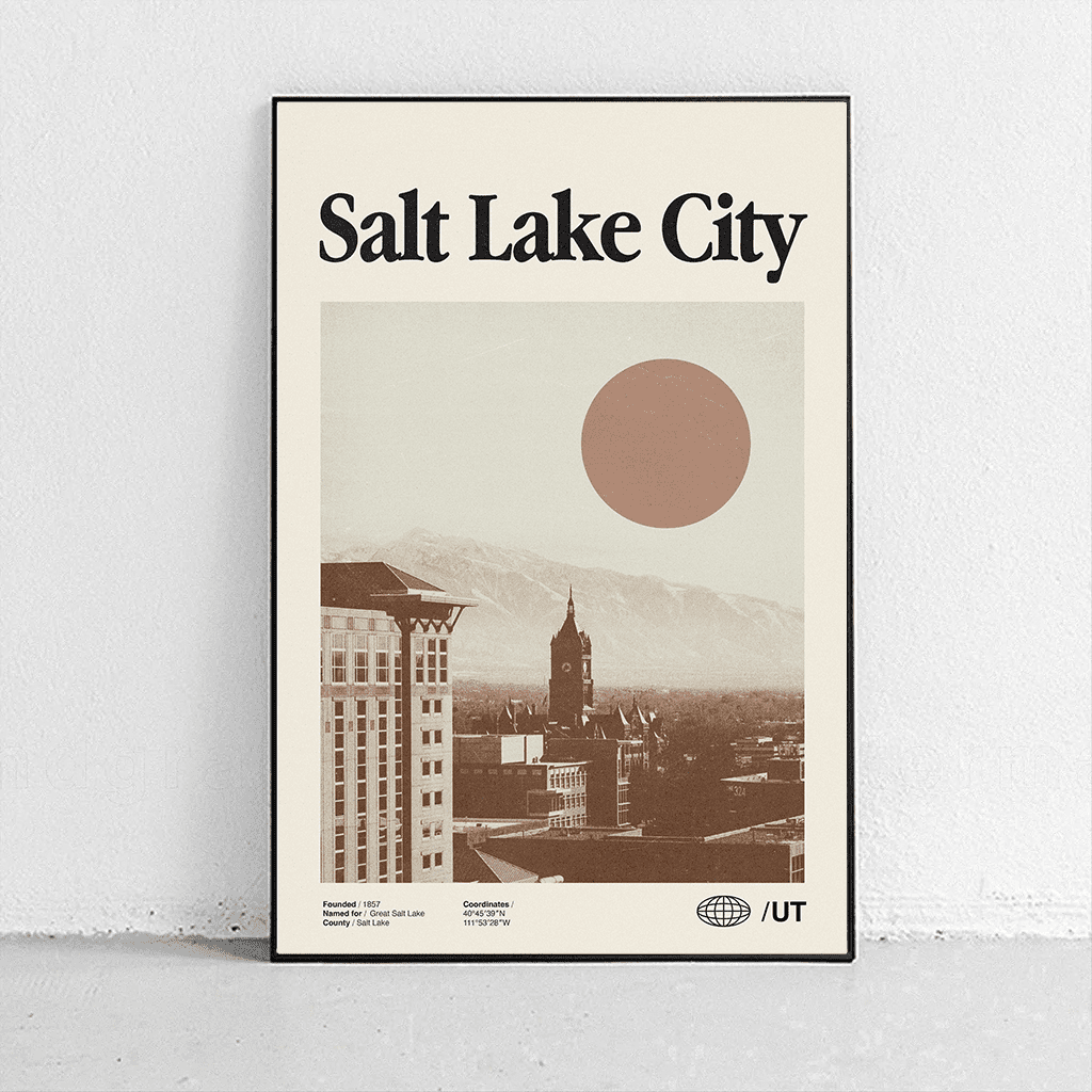 Sandgrain Studio Salt Lake City Utah Poster - Vintage Travel Wall Art