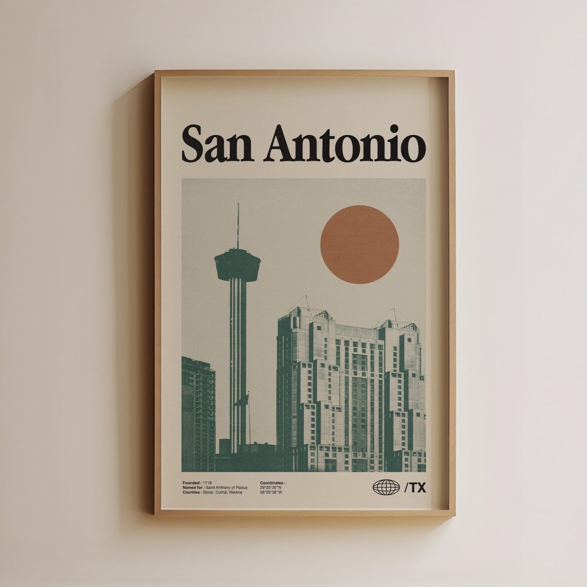 Sandgrain Studio San Antonio Texas Poster - Vintage Travel Wall Art Print