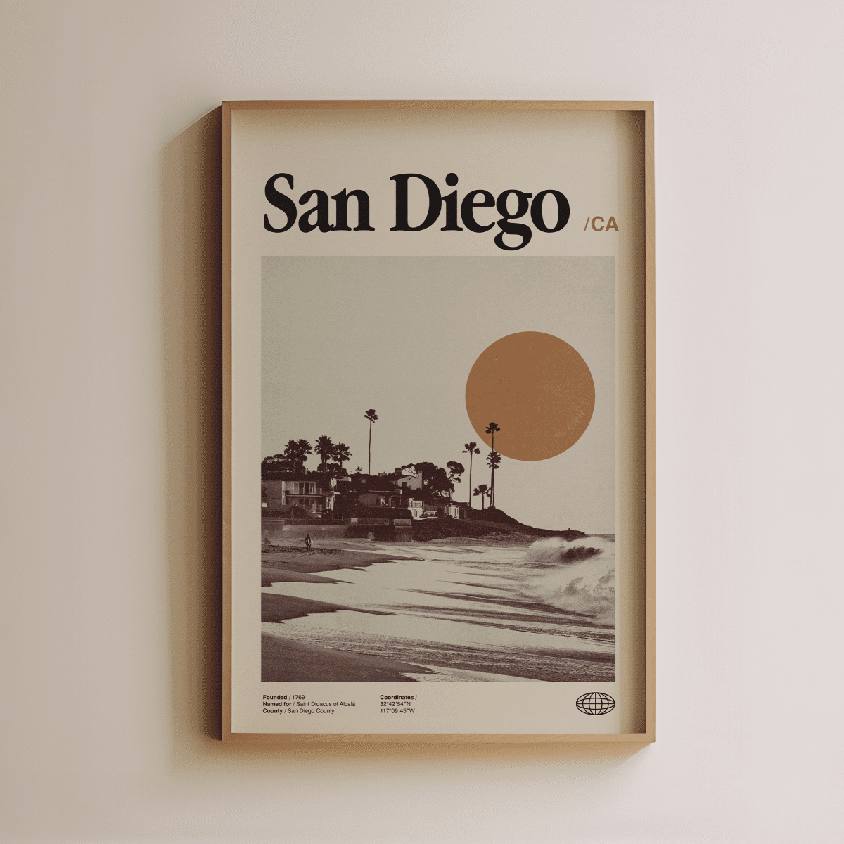Sandgrain Studio San Diego California Poster - Vintage Travel Wall Art