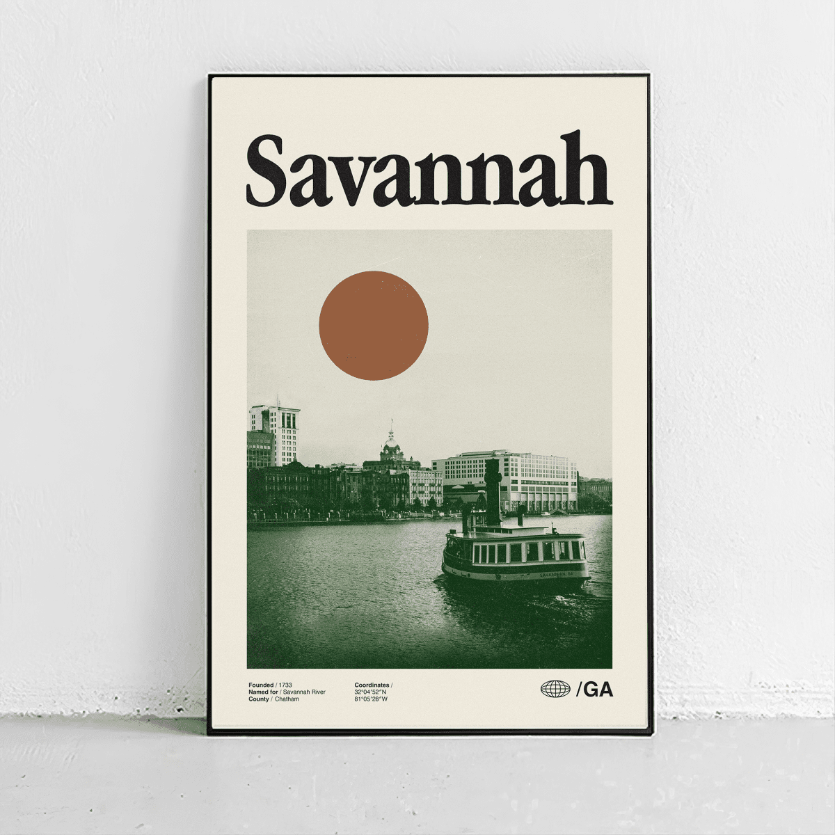 Sandgrain Studio Savannah Georgia Poster - Vintage Travel Wall Art Print