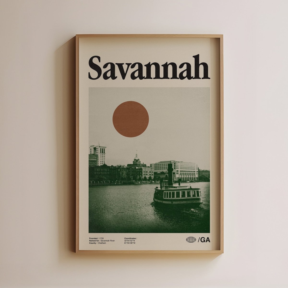 Sandgrain Studio Savannah Georgia Poster - Vintage Travel Wall Art Print