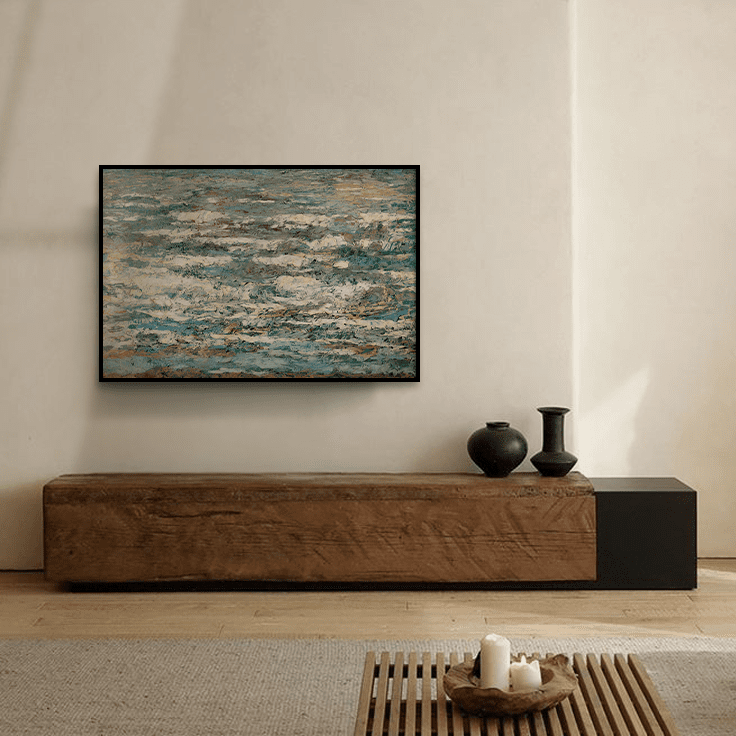 Sandgrain Studio Seafoam Abstract Art Print – Coastal Minimalist Wall Decor