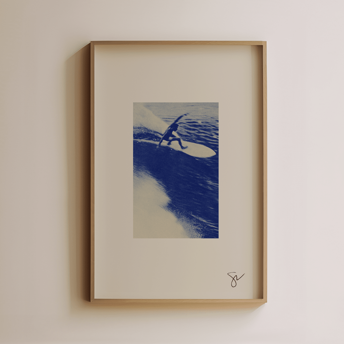 Sandgrain Studio Surfing Blue Wave Poster - Vintage Beach Wall Art Print