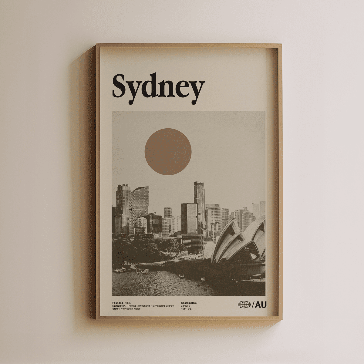 Sandgrain Studio Sydney Australia Vintage Travel Poster – Midcentury Modern Wall Art