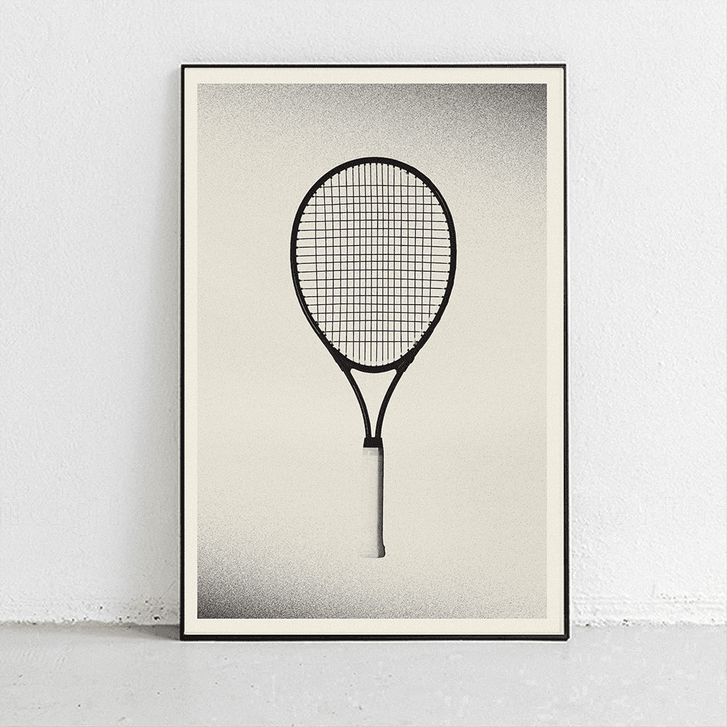 Sandgrain Studio Tennis Racket Poster - Midcentury Modern Abstract Wall Art