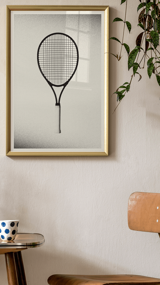 Sandgrain Studio Tennis Racket Poster - Midcentury Modern Abstract Wall Art