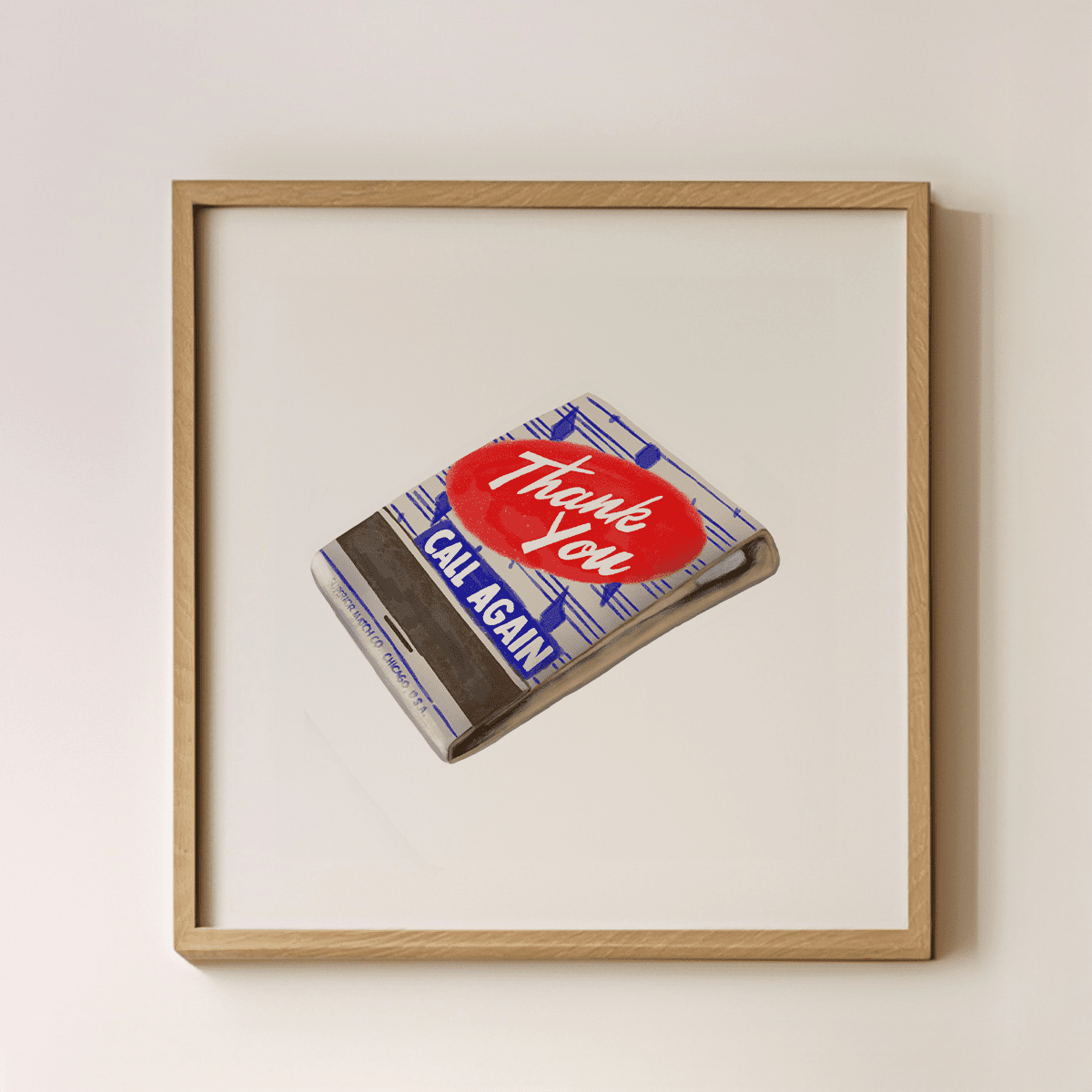 Sandgrain Studio Thank You Call Again Matchbook Art Print - Retro Diner Wall Art