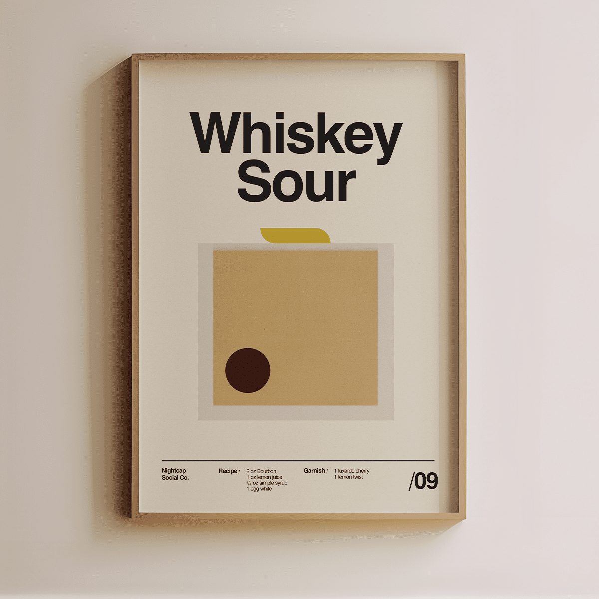 Sandgrain Studio Whiskey Sour Cocktail Poster - Recipe Wall Art Print