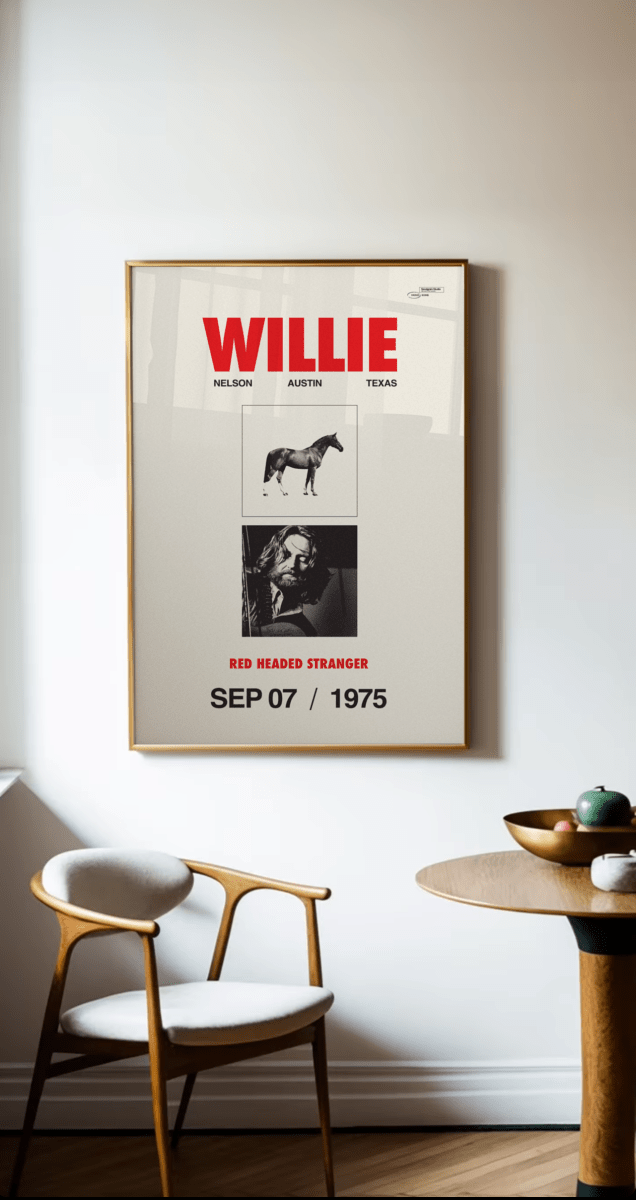 Sandgrain Studio Willie Nelson - Red Headed Stranger - Austin Art Print