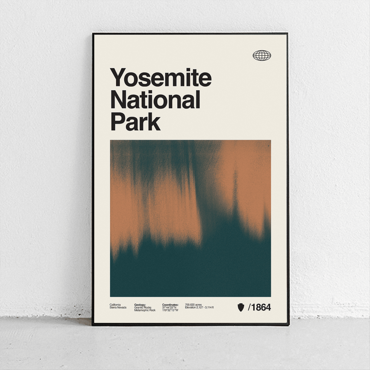 Sandgrain Studio Yosemite National Park Travel Poster - Vintage Midcentury Modern Wall Art Print