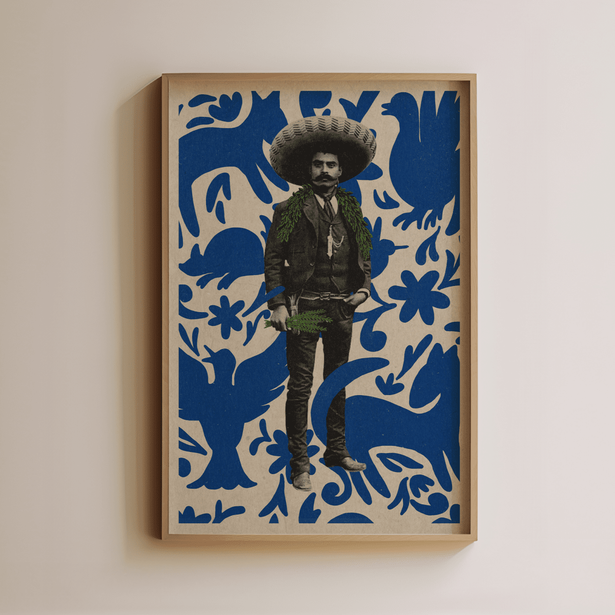 Sandgrain Studio Zapata Art Print – Mexican Folk Art Wall Decor by Maria Jose