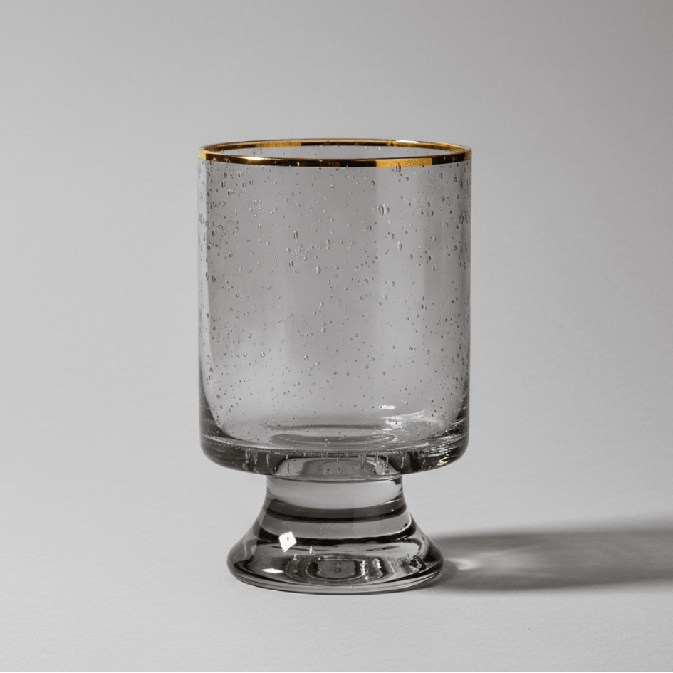 Santa Barbara Design Studio Gold Rimmed Gray Seeded Old Fashioned Glasses, Set of 4 | Hand - Painted Gold Rim, 9.5 oz