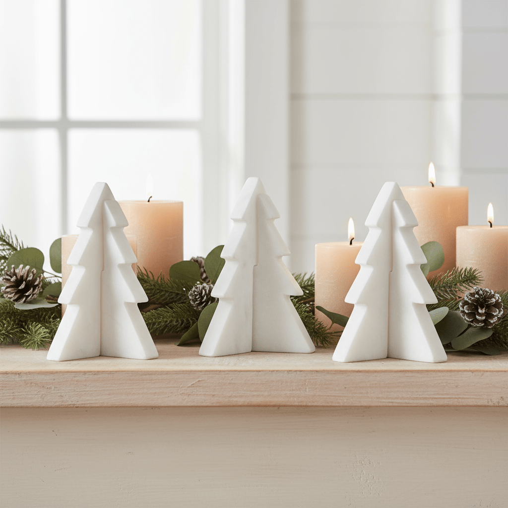 Santa Barbara Design Studio Interlocking 5 - Inch Marble Tree Figurine, Set of 3