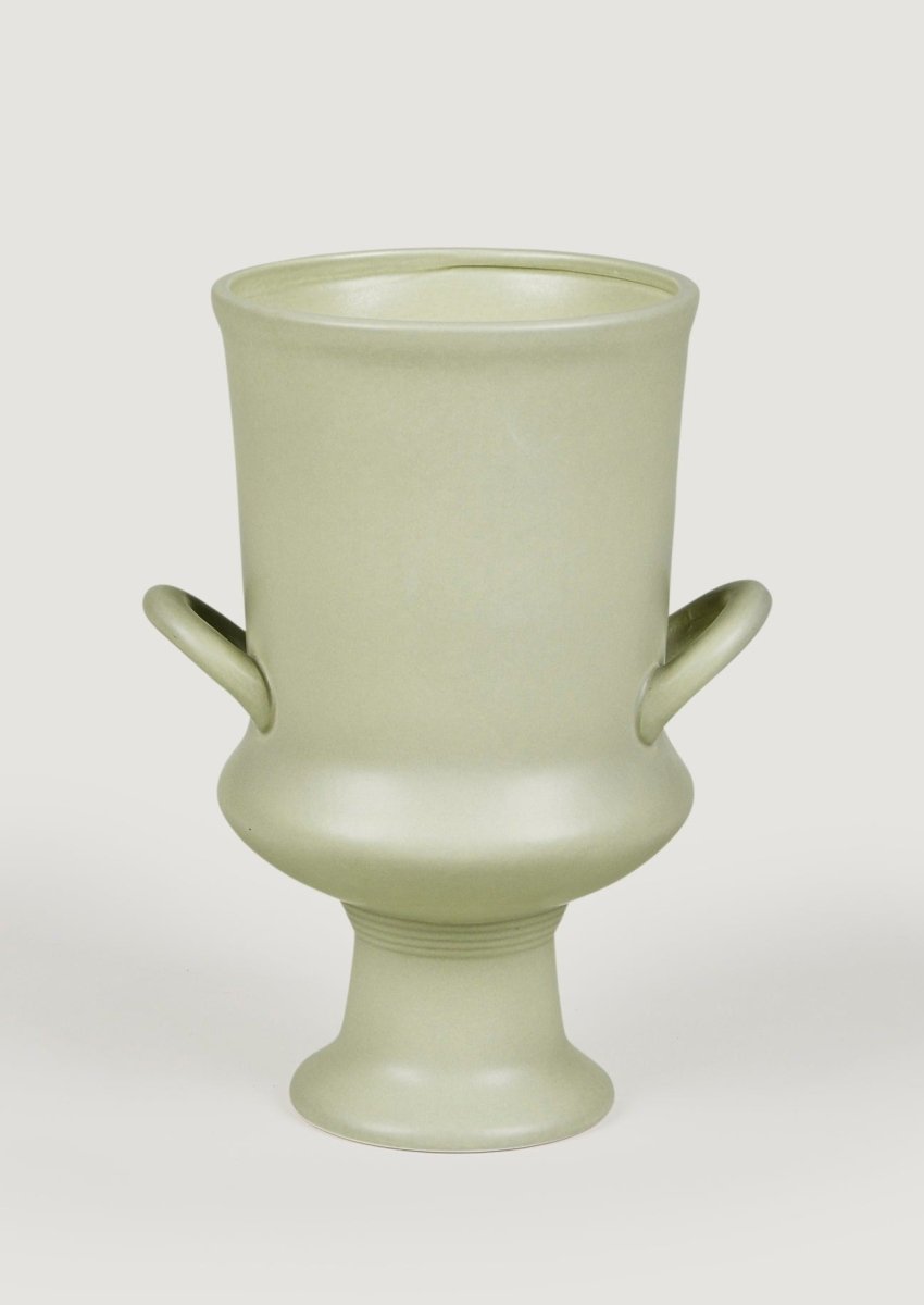 Afloral Satin Ceramic Urn Vase in Sage, 12" - lily & onyx