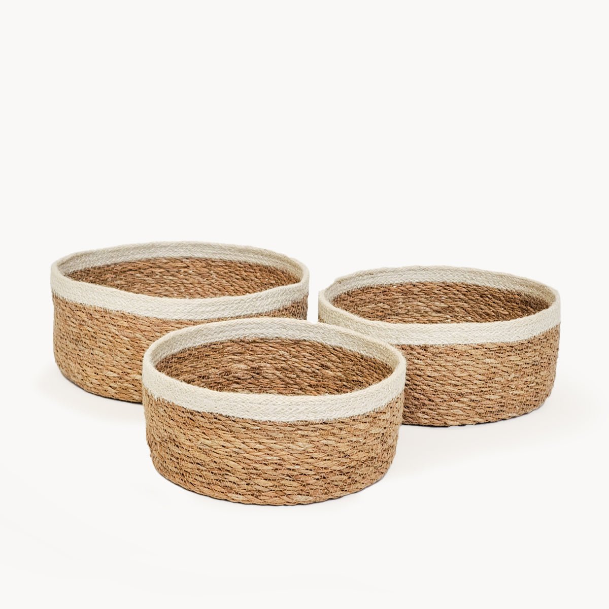 KORISSA Savar Jute & Seagrass Basket Bowl, Set of 3
