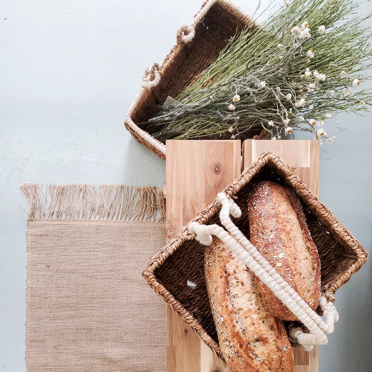 KORISSA Savar Jute & Seagrass Basket With Handles