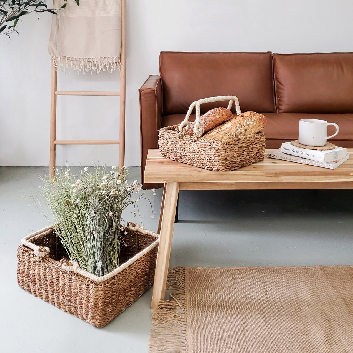 KORISSA Savar Jute & Seagrass Basket With Handles