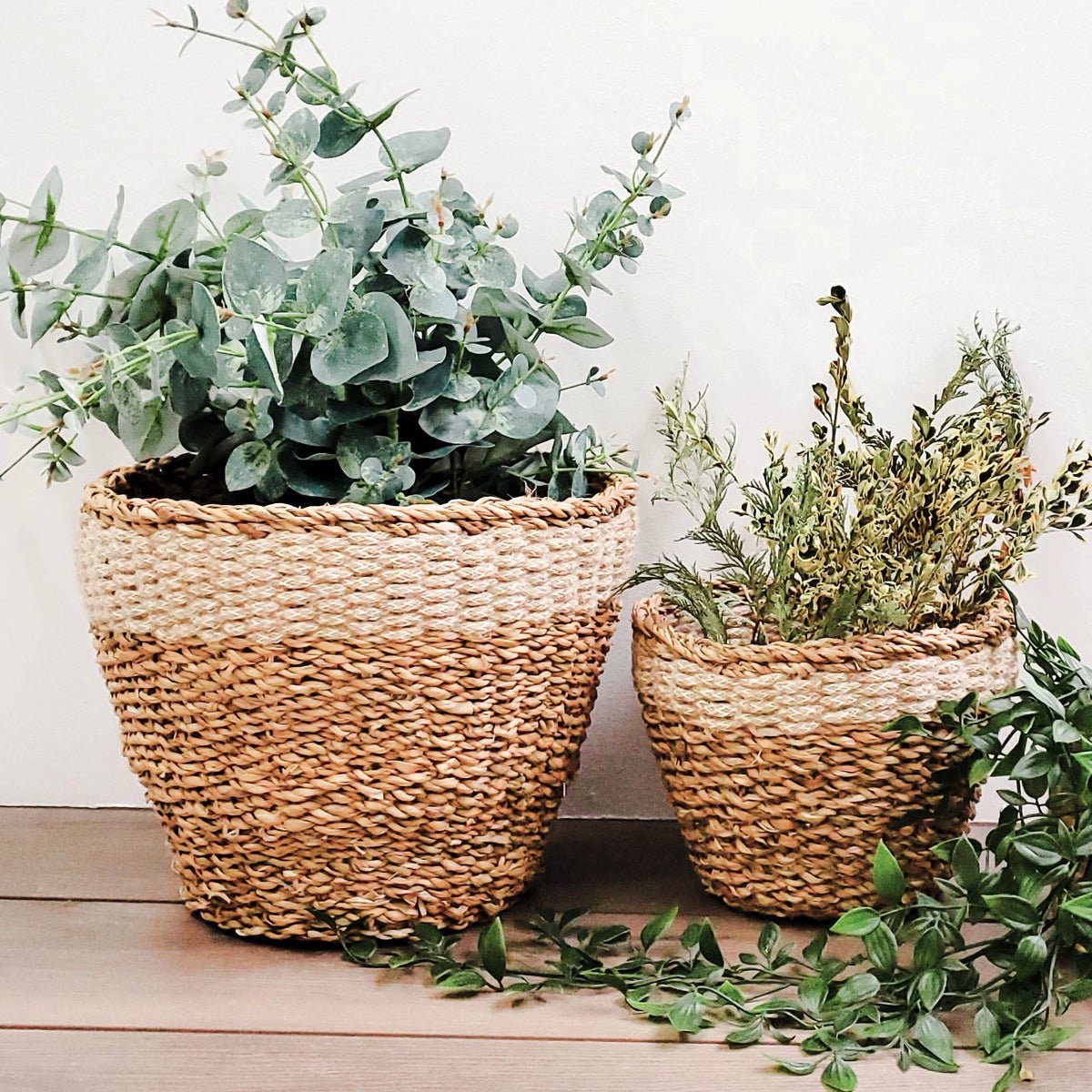 KORISSA Savar Jute & Seagrass Plant Basket