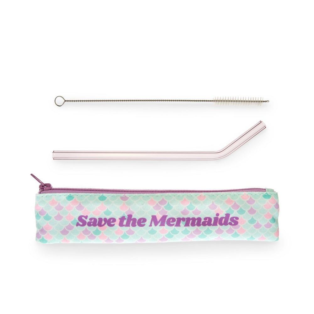 True Save the Mermaids Glass Straw, Set of 2 - lily & onyx