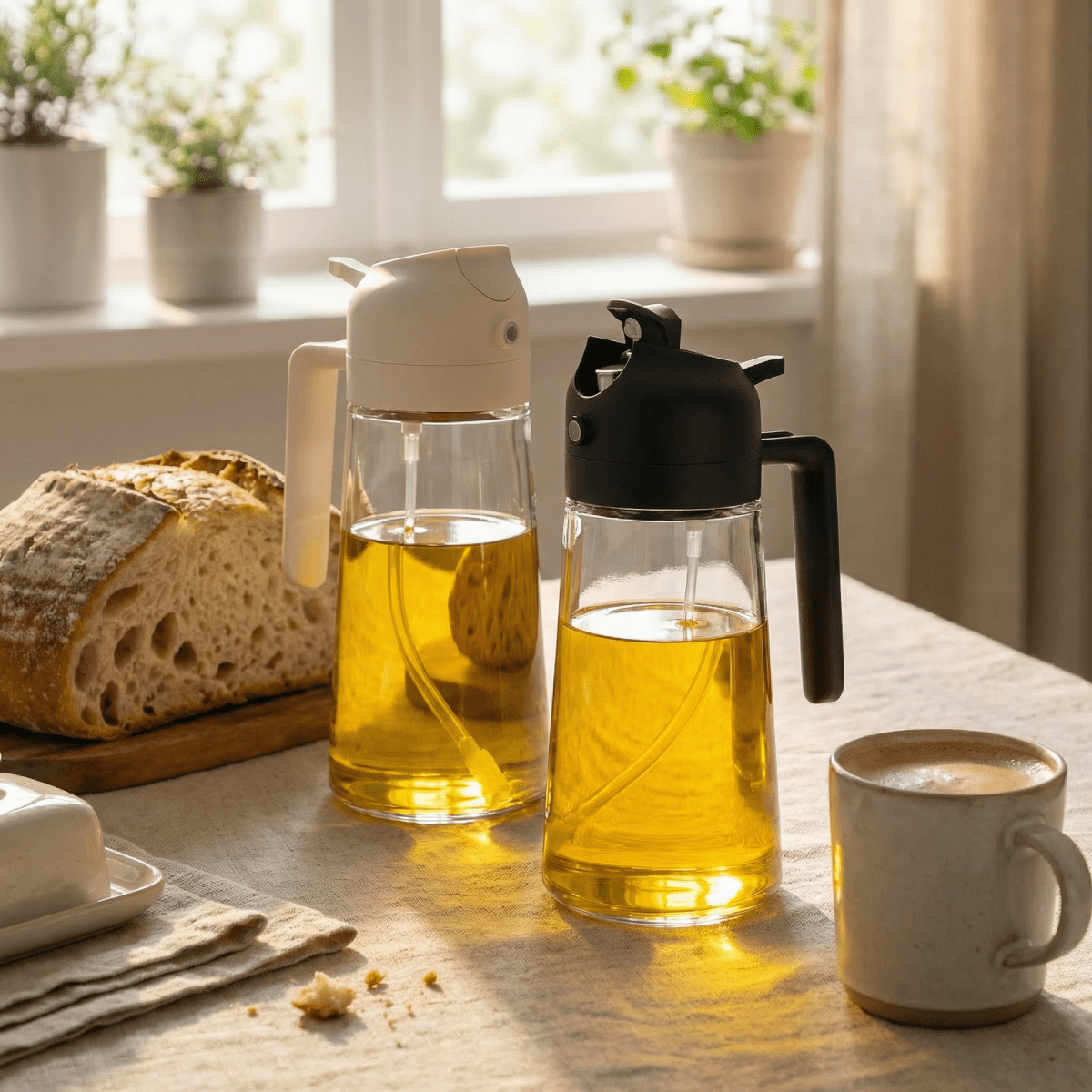 Savory Home Glass Oil Sprayer Bottle | Refillable Mist Sprayer for Cooking, 2 - Pack