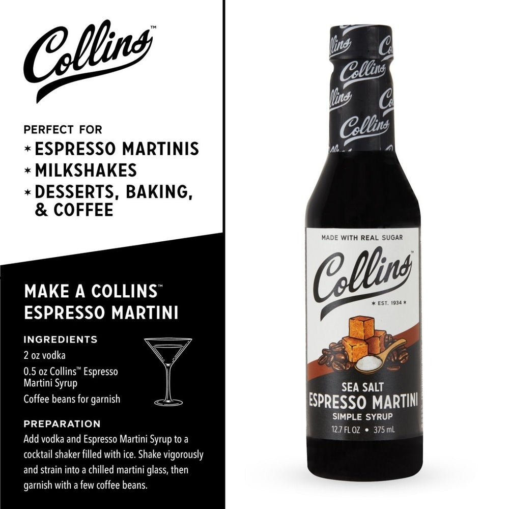 
                      
                        Collins Sea Salt Espresso Martini Syrup, 12.7 oz - lily & onyx
                      
                    
