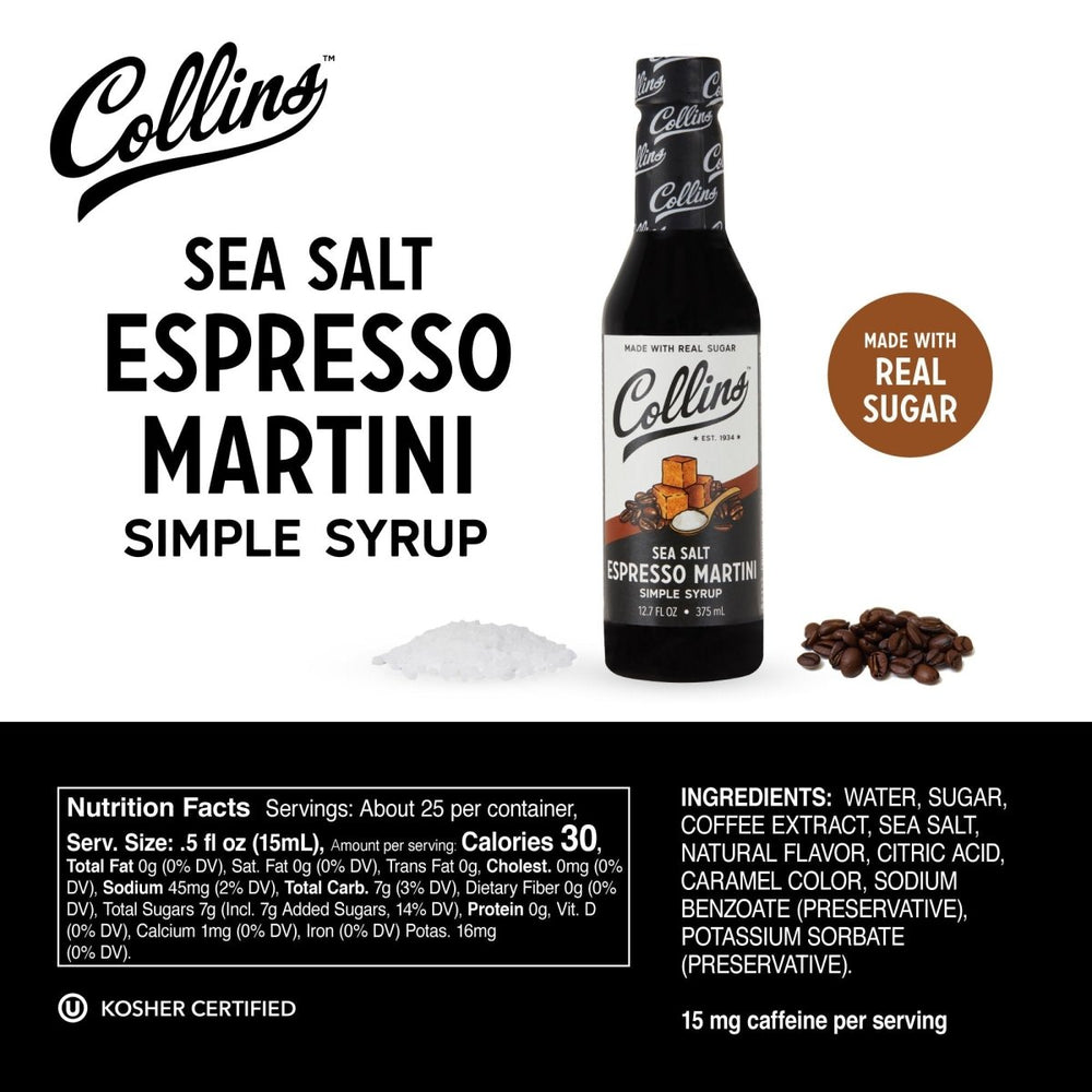 
                      
                        Collins Sea Salt Espresso Martini Syrup, 12.7 oz - lily & onyx
                      
                    