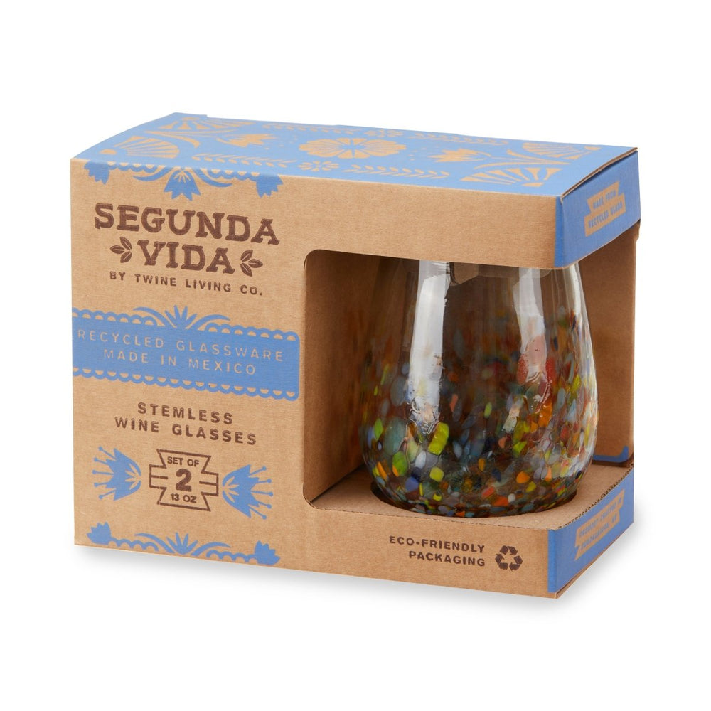
                      
                        Twine Living Segunda Vida Artistico Stemless Wine Glasses, Set of 2 - lily & onyx
                      
                    