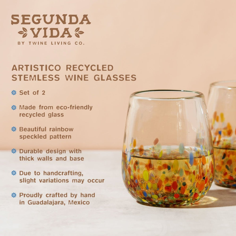 
                      
                        Twine Living Segunda Vida Artistico Stemless Wine Glasses, Set of 2 - lily & onyx
                      
                    