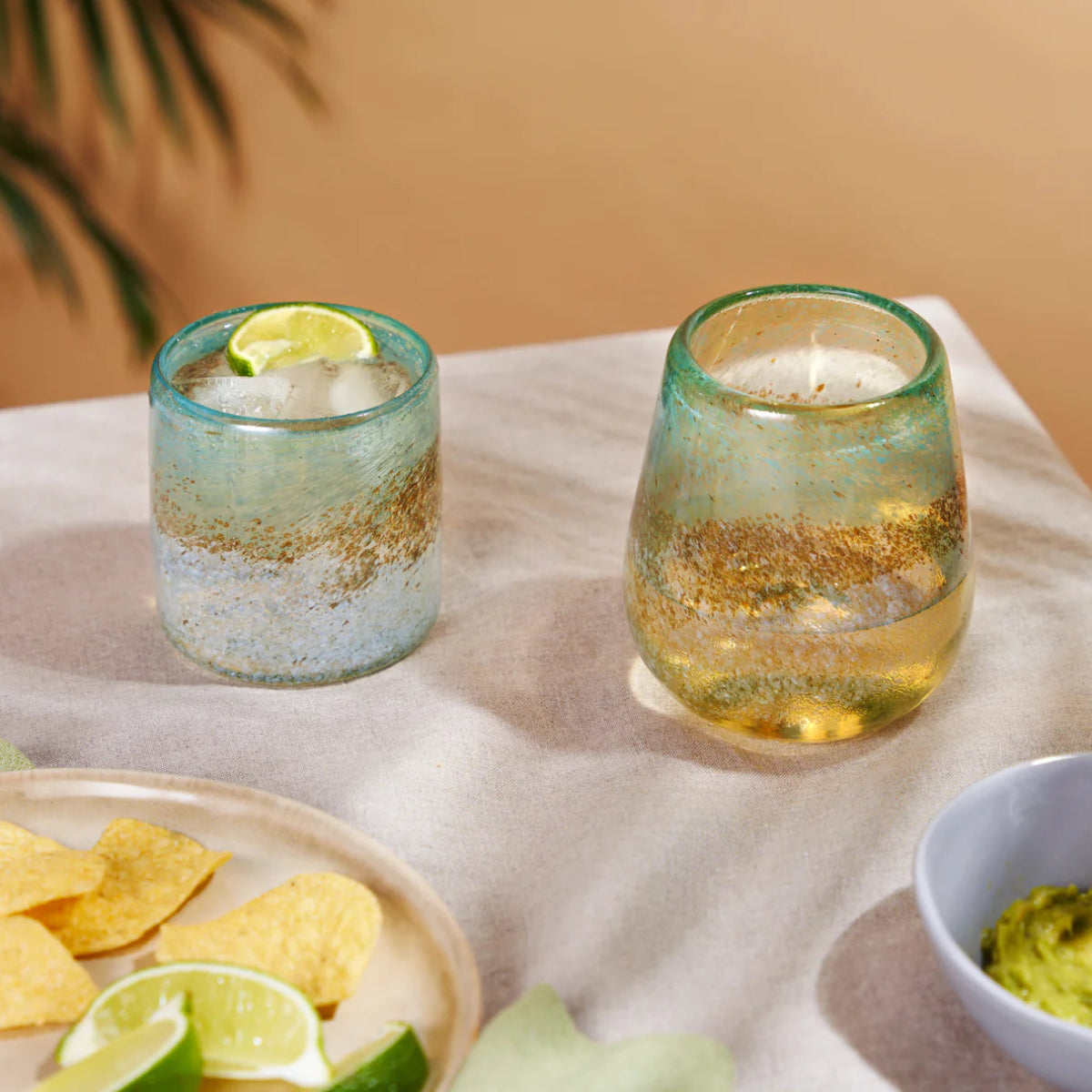 Twine Living Segunda Vida Playa Bonita Stemless Wine Glasses, Set of 2 - lily & onyx