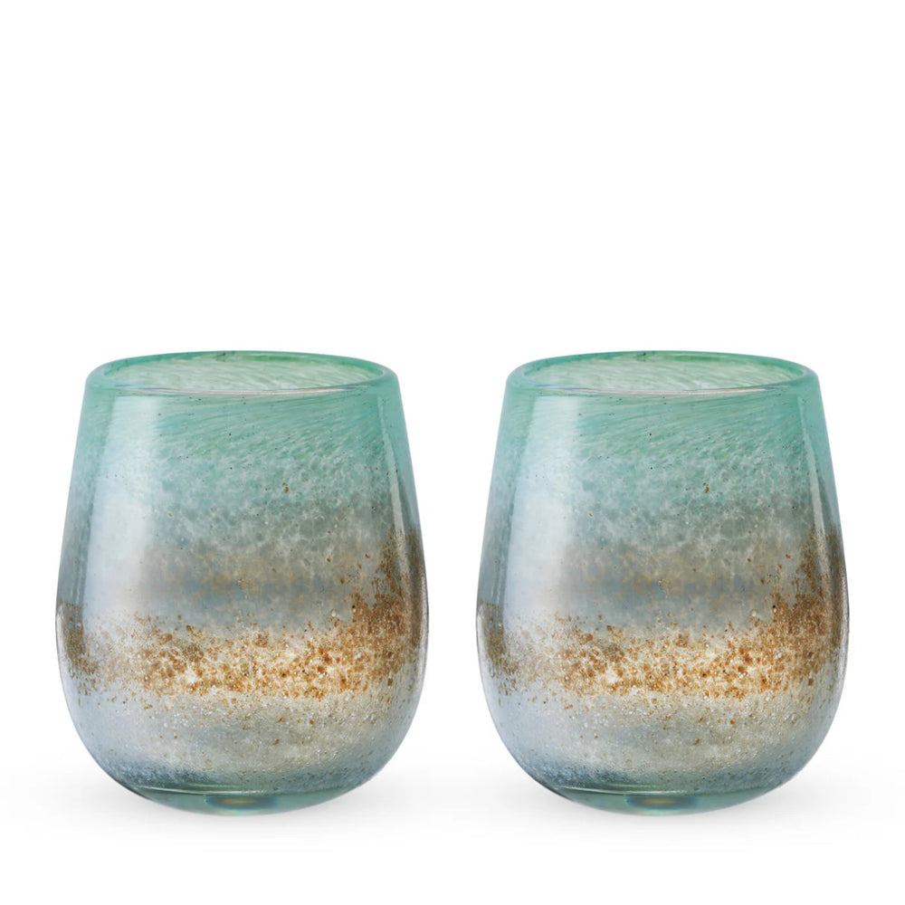 Twine Living Segunda Vida Playa Bonita Stemless Wine Glasses, Set of 2 - lily & onyx