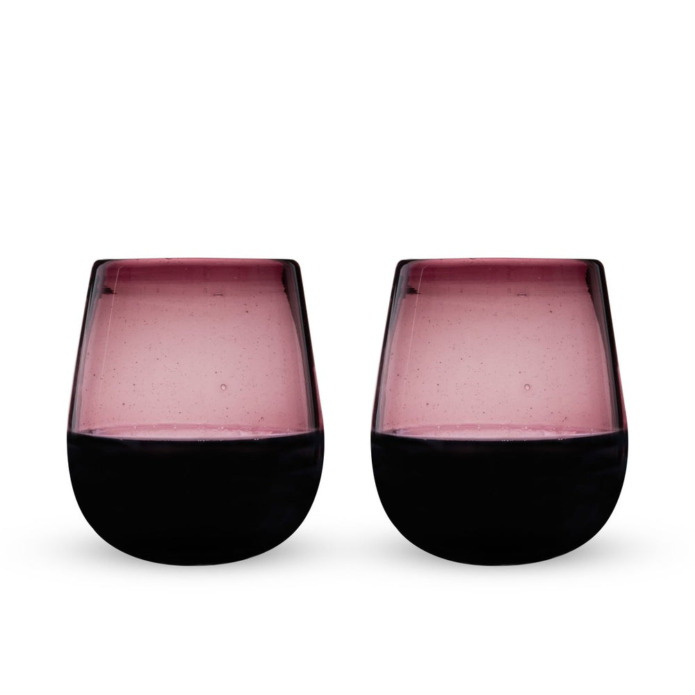 
                      
                        Twine Living Segunda Vida Rosado Stemless Wine Glasses, Set of 2 - lily & onyx
                      
                    