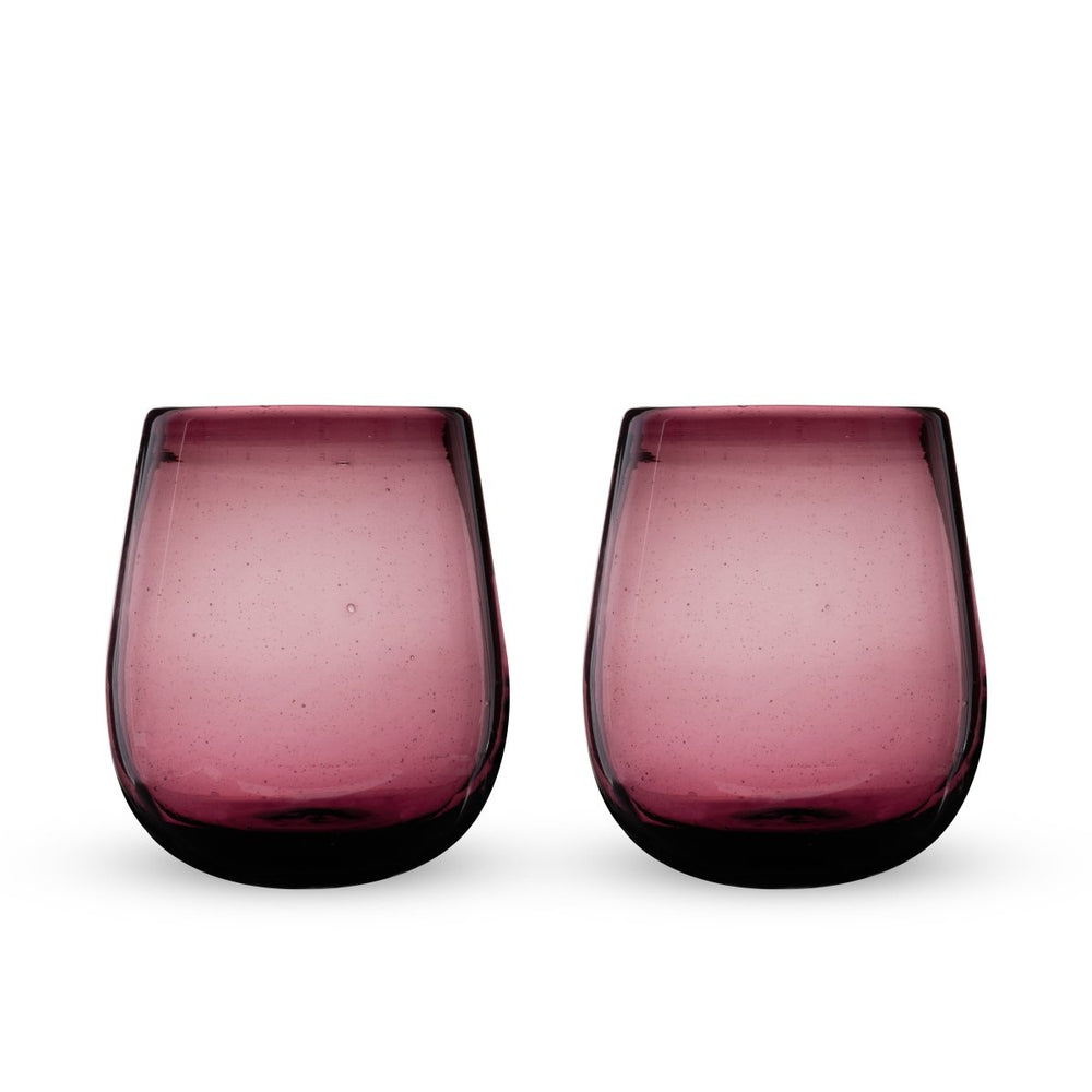 
                      
                        Twine Living Segunda Vida Rosado Stemless Wine Glasses, Set of 2 - lily & onyx
                      
                    