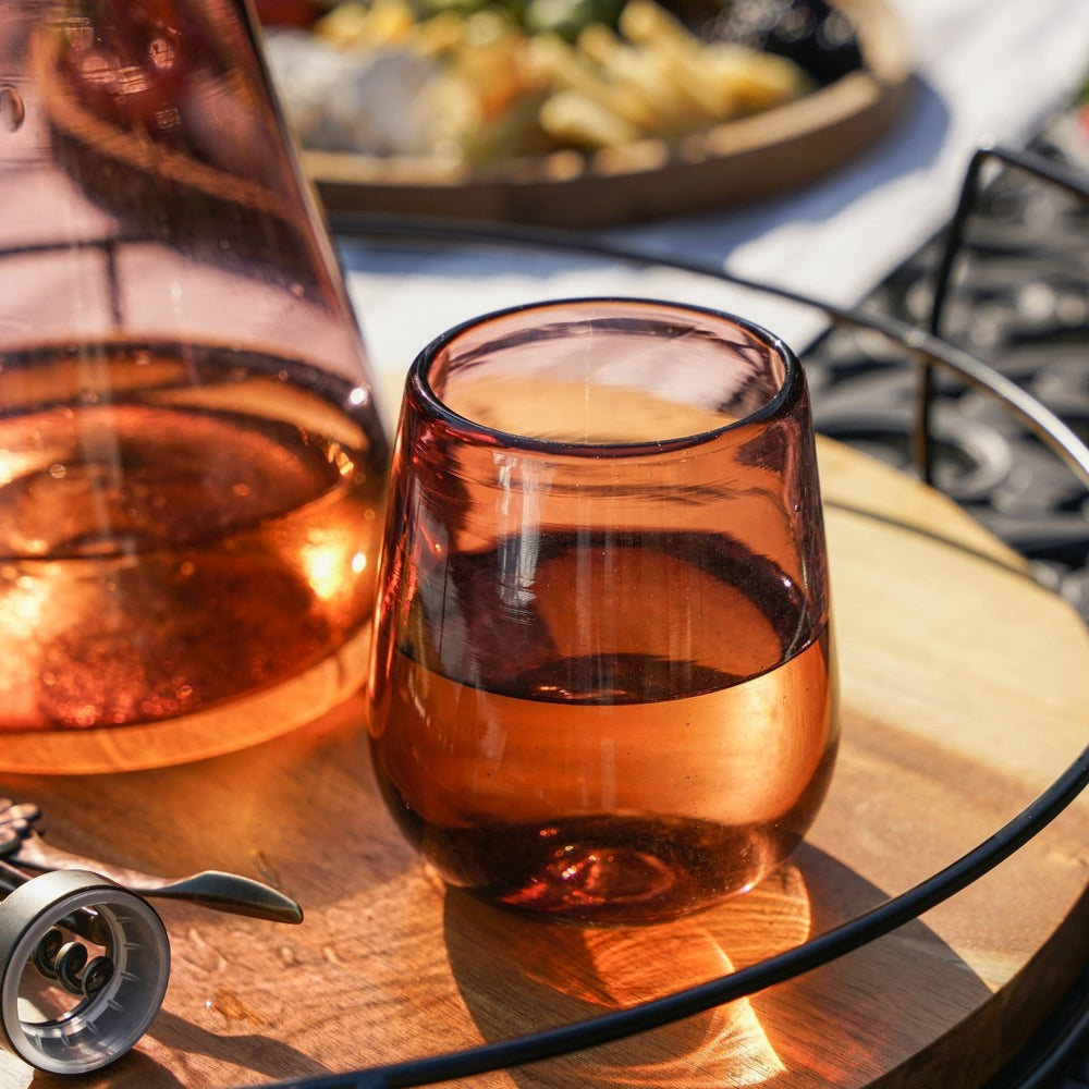 Twine Living Segunda Vida Rosado Stemless Wine Glasses, Set of 2 - lily & onyx