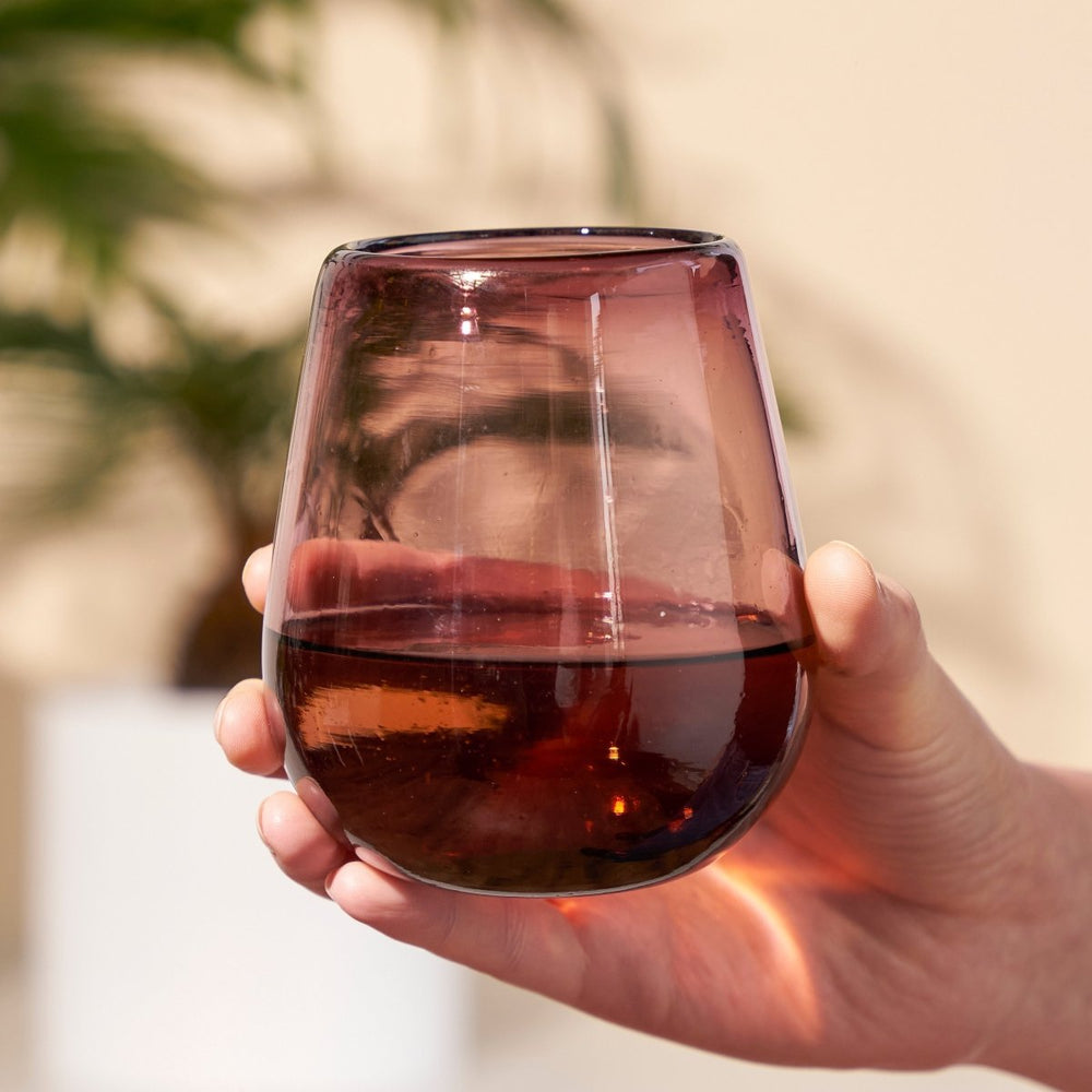 
                      
                        Twine Living Segunda Vida Rosado Stemless Wine Glasses, Set of 2 - lily & onyx
                      
                    