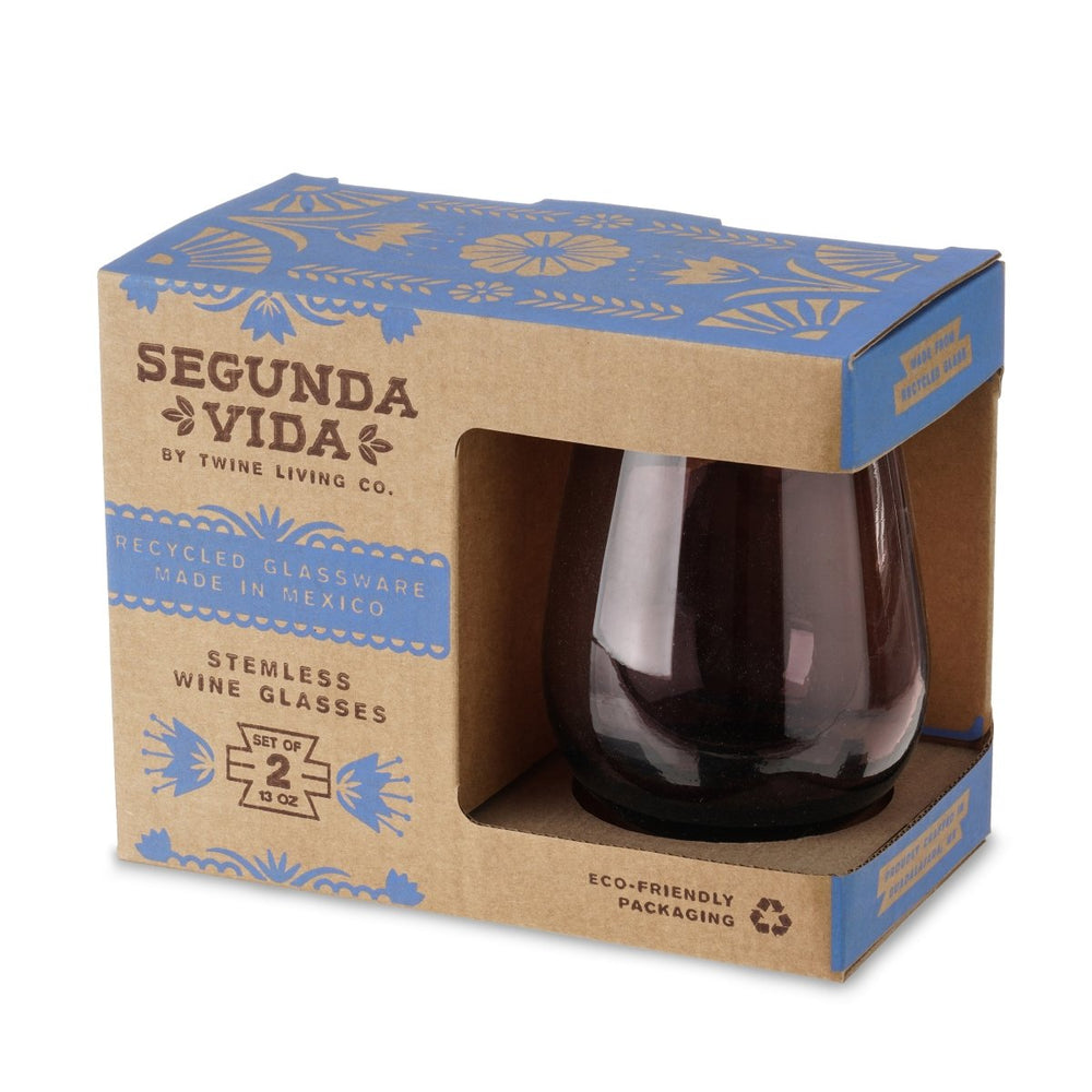 
                      
                        Twine Living Segunda Vida Rosado Stemless Wine Glasses, Set of 2 - lily & onyx
                      
                    