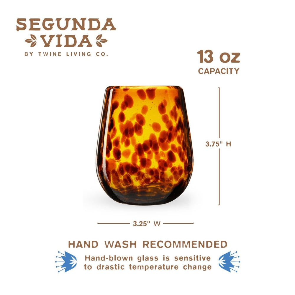 
                      
                        Twine Living Segunda Vida Tortuga Stemless Wine Glasses, Set of 2 - lily & onyx
                      
                    