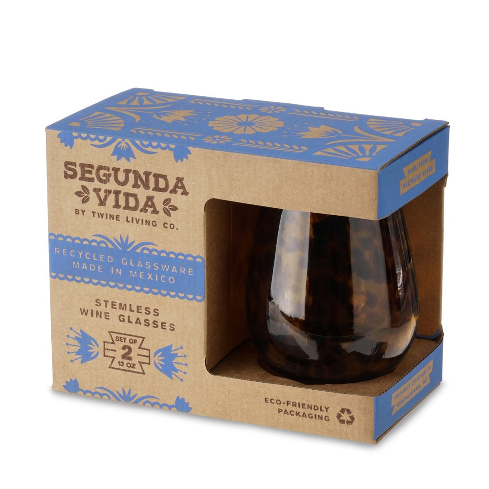 
                      
                        Twine Living Segunda Vida Tortuga Stemless Wine Glasses, Set of 2 - lily & onyx
                      
                    