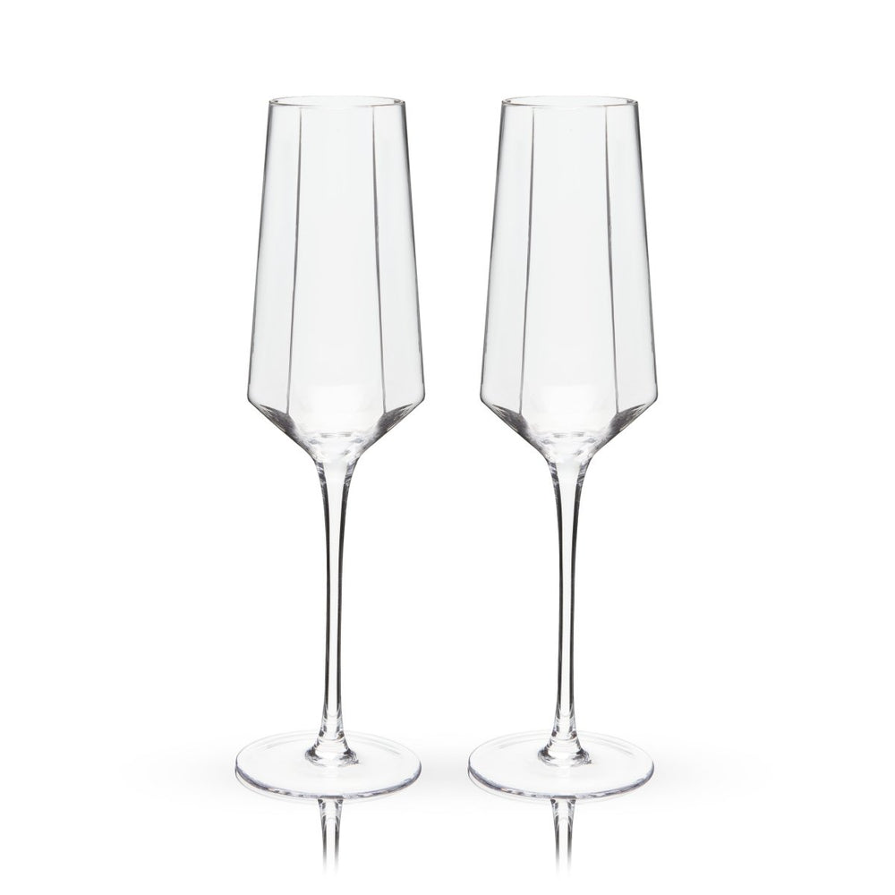 Viski Seneca Diamond Crystal Champagne Flutes, Set of 2 - lily & onyx