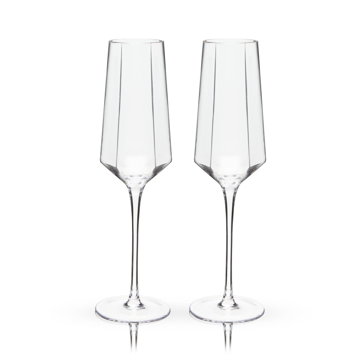 Viski Seneca Diamond Crystal Champagne Flutes, Set of 2 - lily & onyx