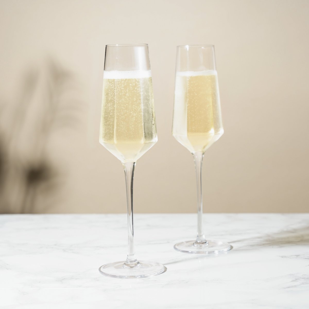 Viski Seneca Diamond Crystal Champagne Flutes, Set of 2 - lily & onyx