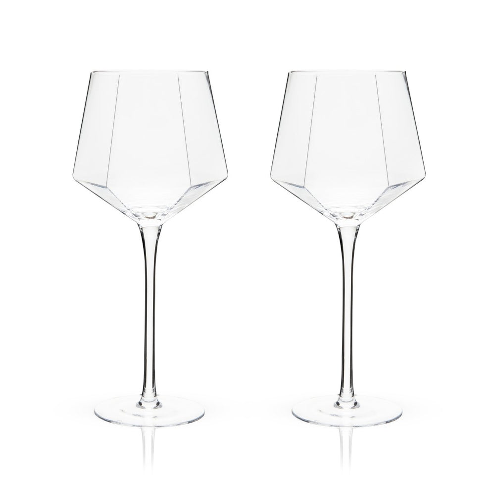 Viski Seneca Diamond Crystal Wine Glasses, Set of 2 - lily & onyx