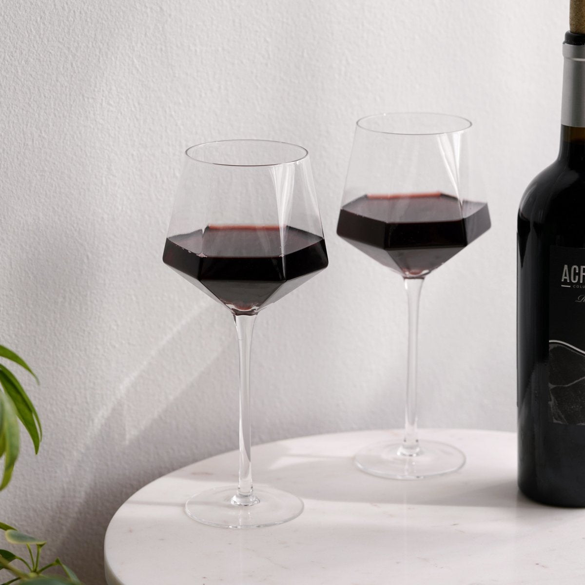 Viski Seneca Diamond Crystal Wine Glasses, Set of 2 - lily & onyx