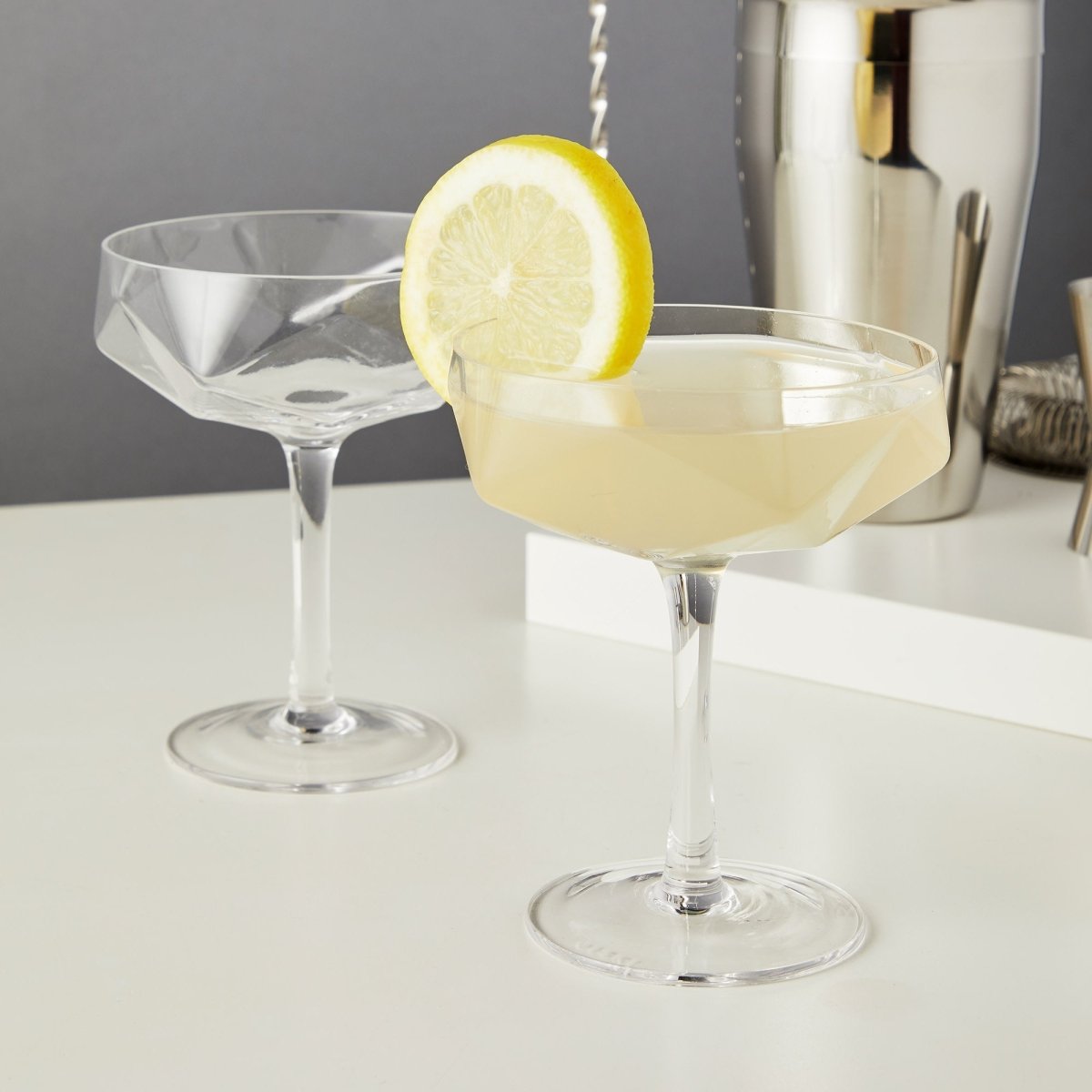 Viski Seneca Faceted Coupe Glasses, Set of 2 - lily & onyx