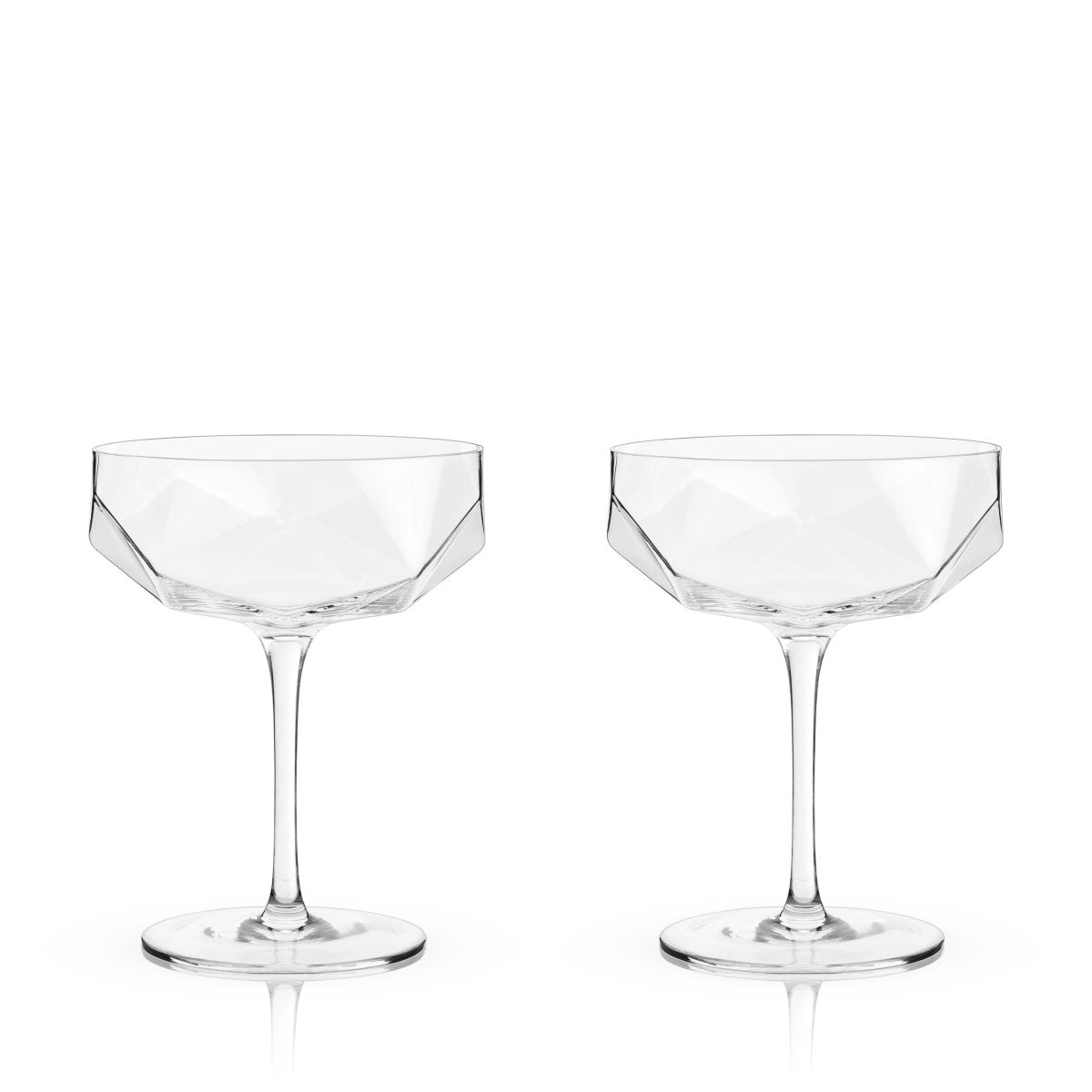 Viski Seneca Faceted Coupe Glasses, Set of 2 - lily & onyx