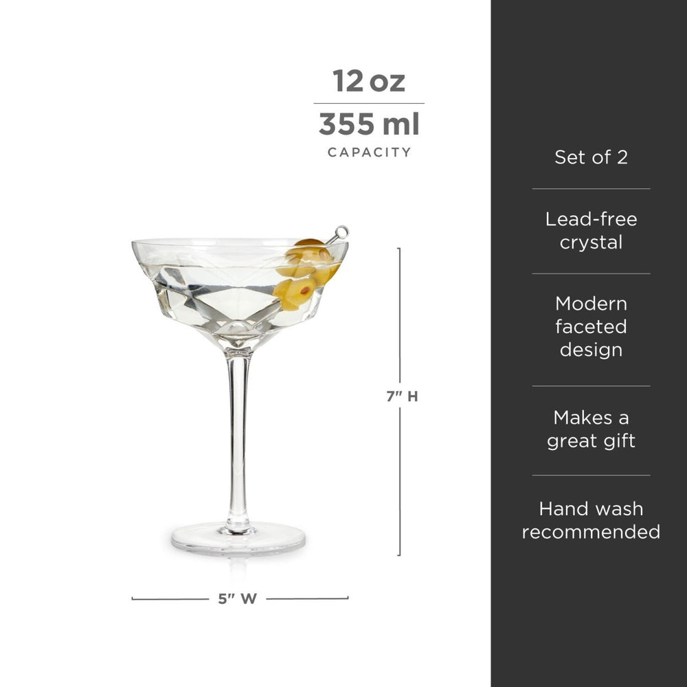 
                      
                        Viski Seneca Faceted Crystal Martini Glasses, Set of 2 - lily & onyx
                      
                    