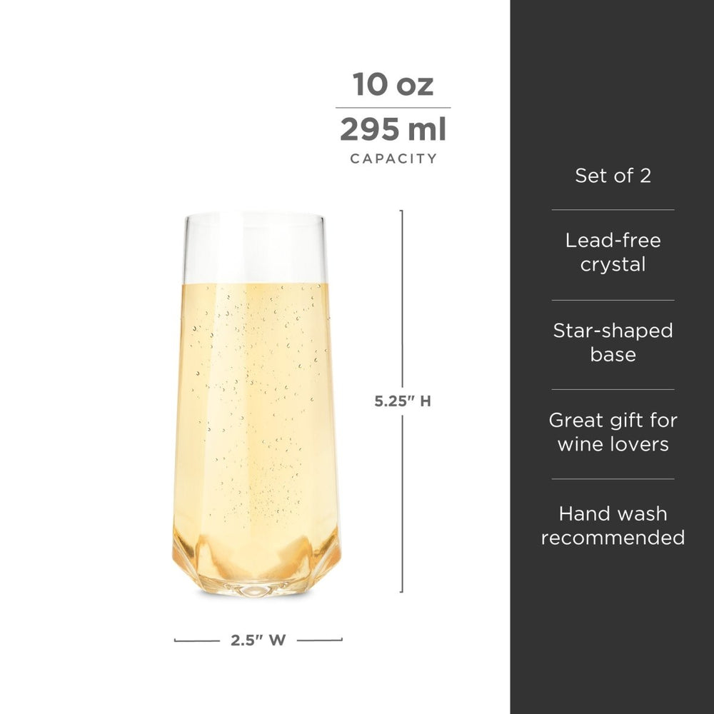
                      
                        Viski Seneca Faceted Crystal Stemless Champagne Flutes, Set of 2 - lily & onyx
                      
                    