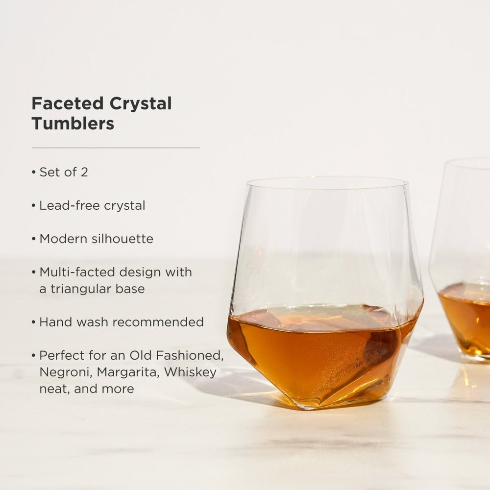 
                      
                        Viski Seneca Faceted Crystal Tumblers, Set of 2 - lily & onyx
                      
                    