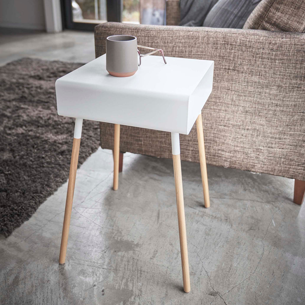 
                      
                        Steel Storage Table with Wood Legs, Tall - 23" H
                      
                    